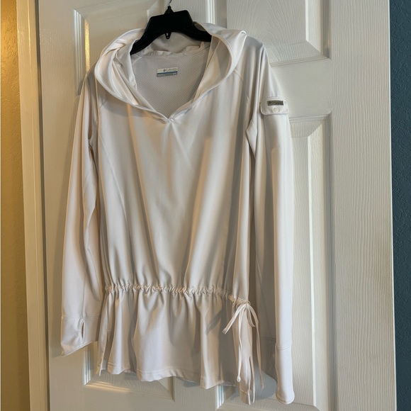 Columbia PFG hoodie. White, Size M. Drawstring cinch on waist. - Picture 2 of 9